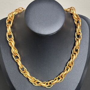 Zara Intertwined Gold Tone Chain Link Necklace Statement